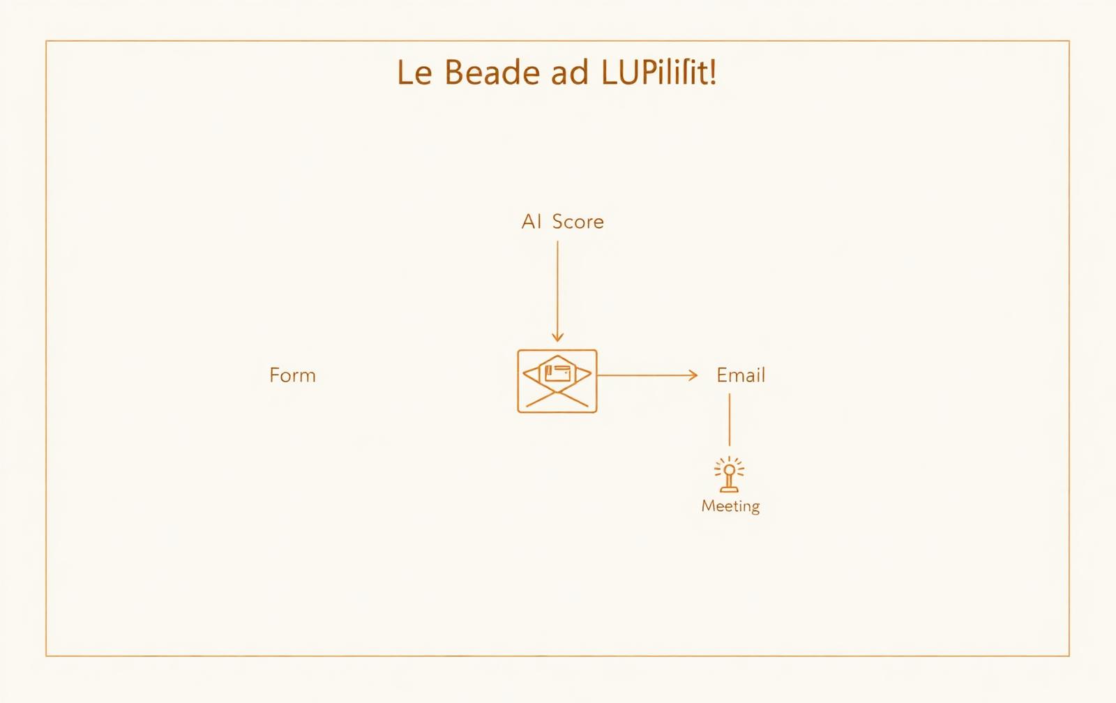 Architectural diagram of an AI lead qualification workflow — form to AI scoring to CRM to email to booked meeting.